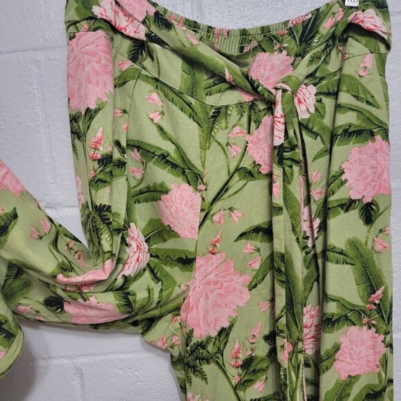 Linen Summer Boho Festival Wide Leg Tropical Floral Pants - Picture 8 of 11